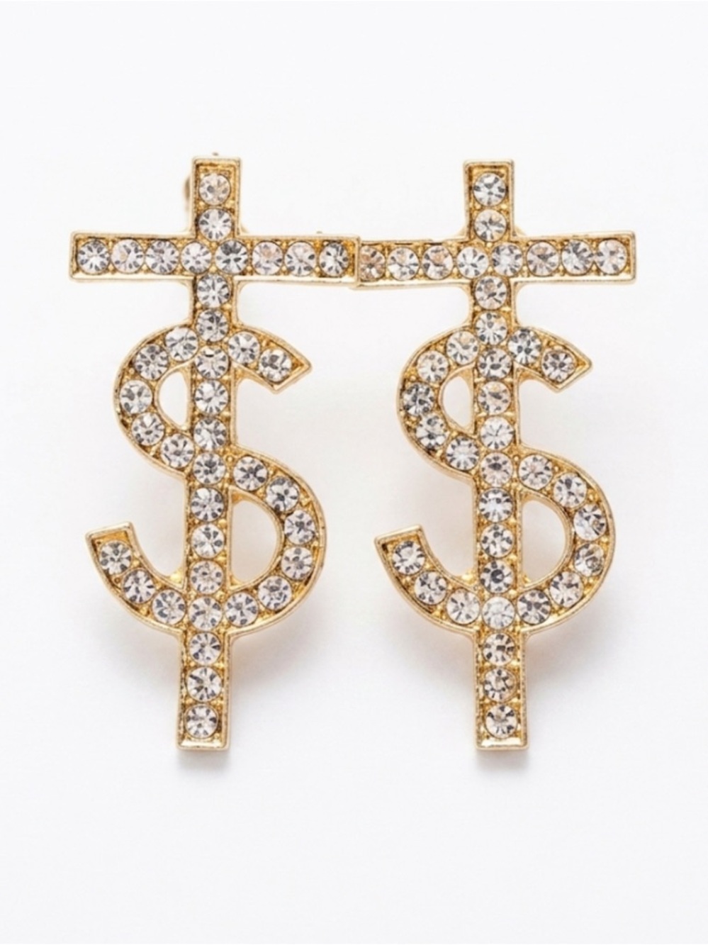 Bling Rhinestone Encrusted Cross $$ Stud Earring